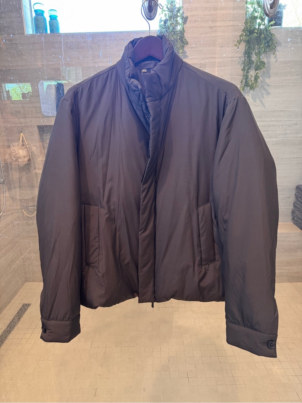 Zara Men's Dark Gray Puffer Jacket